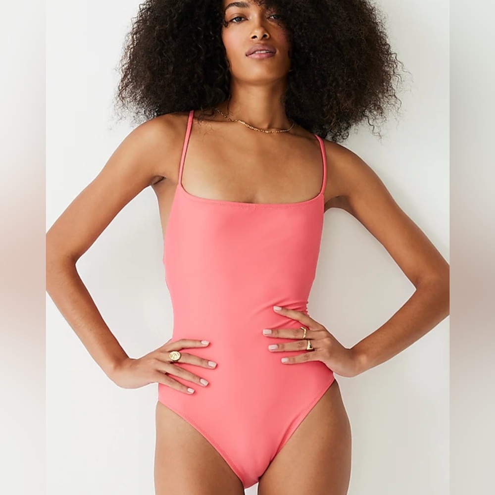 J. Crew Pink One Piece Swimsuit Classic Scoop Neck